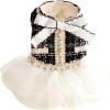Dog Princess Dresses for Small Dogs Lolita Clothes Lace Tweed Costume Pet Girl Cute Coat Outfits Fall Costumes (M,White)
