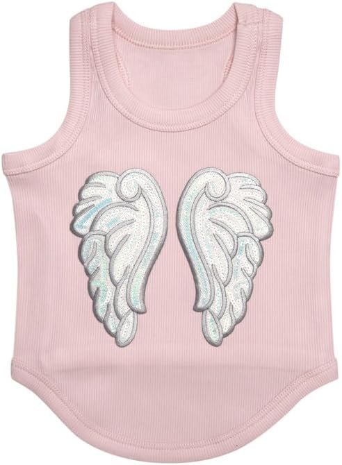 51vhT28h5nL._AC Cute Dog Clothes, Ribbed Tank Top T Shirt for Small, Medium or Large Pets, Breathable & Soft Cotton Blend (White, M)