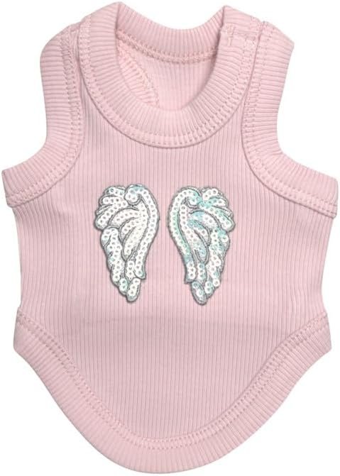 51xgbfL7BcL._AC Cute Dog Clothes, Ribbed Tank Top T Shirt for Small, Medium or Large Pets, Breathable & Soft Cotton Blend (White, M)