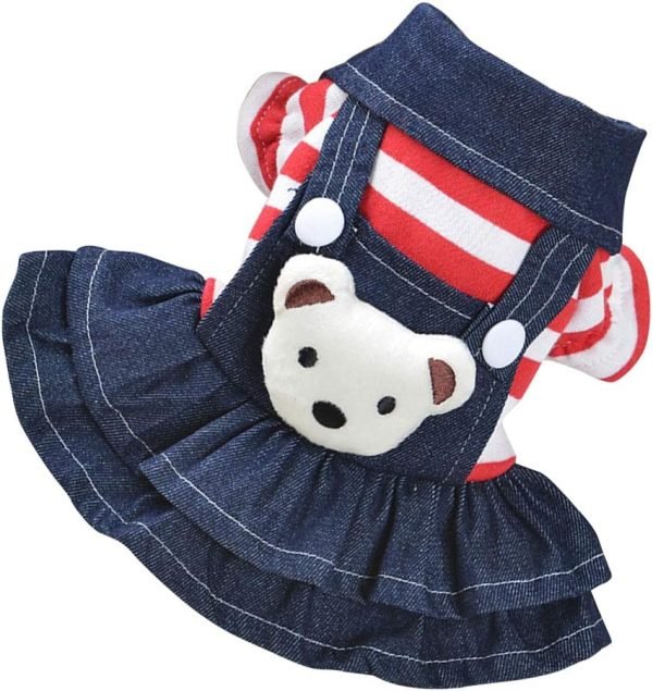 Small Dog Denim Dress: Dog Denim Jumpsuit Puppy Dresses Dog Apparel Small Dog Costume Pet Jean Skirt Dog Clothes for Small Dogs Girl，Size S