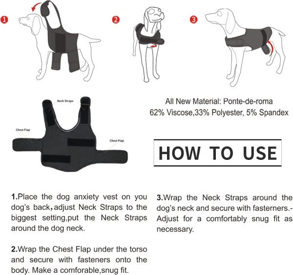 Dog Anxiety Vest, Comfort Dog Anxiety Relief Coat, Breathable Dog Calming Vest for Thunderstorm, Travel, Fireworks, Vet Visits（Dog Calming Vest Light Grey Blue S）