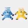 Full Coverage Small Dog Raincoat, Waterproof with Four-Leg Protection, Ideal for Teddy Bears, Includes Waterproof Mini Backpack (Yellow New, XX-Large(Recommended Weight:15-22 Pounds))