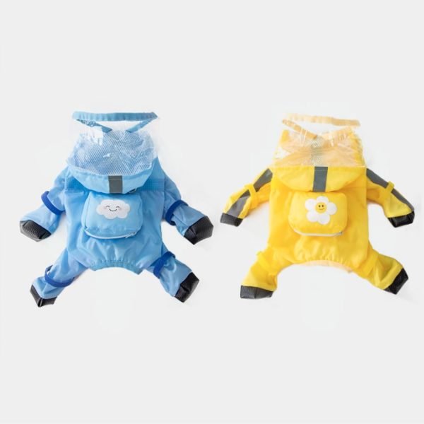 Full Coverage Small Dog Raincoat, Waterproof with Four-Leg Protection, Ideal for Teddy Bears, Includes Waterproof Mini Backpack (Yellow New, XX-Large(Recommended Weight:15-22 Pounds))