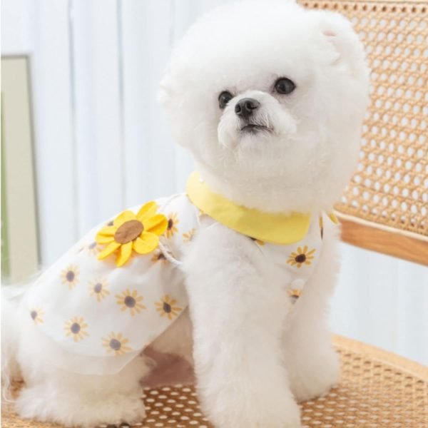611nhQBFTFL._AC_SL1500 Dog Dress Soft Breathable Puppy Dresses Elegant Princess Lace Floral Pet Dress with Sunflower for Small Dog