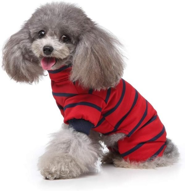 Dog Costumes Four-legged Clothes Turtleneck Color Stripes Shirt Soft Puppy Pajamas Spring Summer Pet Blouse