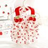 Dog Princess Dresses for Small Dogs Clothes Cherry Costume Pet Suspenders Girl Cat Cute Lace Coat Floral Outfits Summer Costumes (M,Cherry)