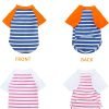 Dog Clothes for Small Dog, Breathable Stretchy Dog Raglan Shirt, Soft Comfortable Cat Puppy Kitten Pet Apparel Outfits (S（1-4lb）, Orang Blue & White Pink)
