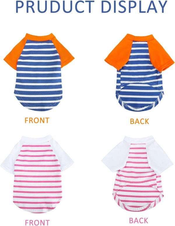 Dog Clothes for Small Dog, Breathable Stretchy Dog Raglan Shirt, Soft Comfortable Cat Puppy Kitten Pet Apparel Outfits (S（1-4lb）, Orang Blue & White Pink)