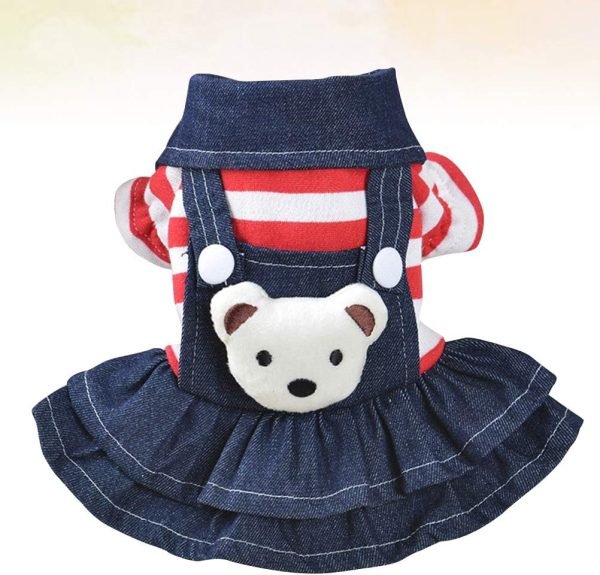 Small Dog Denim Dress: Dog Denim Jumpsuit Puppy Dresses Dog Apparel Small Dog Costume Pet Jean Skirt Dog Clothes for Small Dogs Girl，Size S