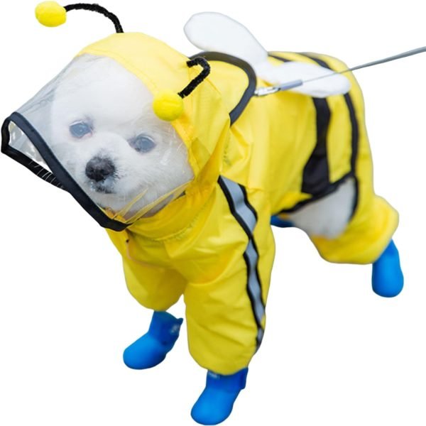 Dog Raincoat, Clear Hooded Raincoat, Portable Waterproof Poncho with Reflective Trim and Storage Bag for Small Dogs, Medium Dogs, Large Dogs. (Small, Clouds-Blue)