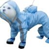 Dog Raincoat, Clear Hooded Raincoat, Portable Waterproof Poncho with Reflective Trim and Storage Bag for Small Dogs, Medium Dogs, Large Dogs. (Small, Clouds-Blue)