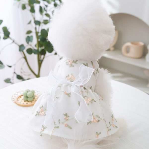 Dog Dress Dog Princess Dresses Outfit Puppy Dog Skirt Lace Shining Embroiderd Bowknot Pet Clothes Girl for Wedding Birthday Party Cat Apparel