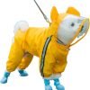 Dog Raincoat, Clear Hooded Raincoat, Portable Waterproof Poncho with Reflective Trim and Storage Bag for Small Dogs, Medium Dogs, Large Dogs. (Small, Clouds-Blue)