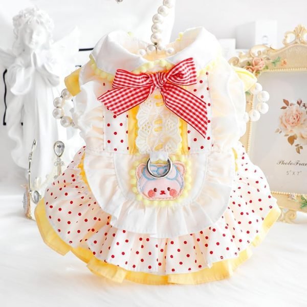 618TkopZkRL._AC Dog Princess Dresses for Small Dogs Lolita Clothes Costume Pet Hoodies Girl Cute Coat Outfits Spring Costumes (S,Yellow)