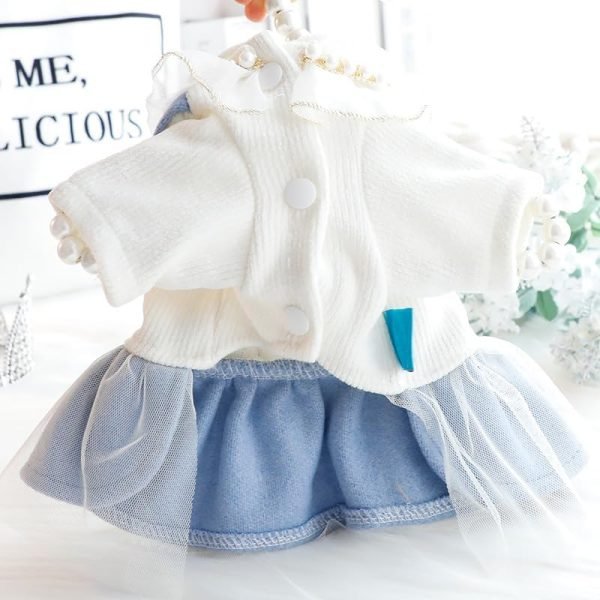 Dog Princess Dresses for Small Dogs Lolita Clothes Bow Costume Pet Girl Cute Coat Outfits Fall Blue Costumes (M,Blue)