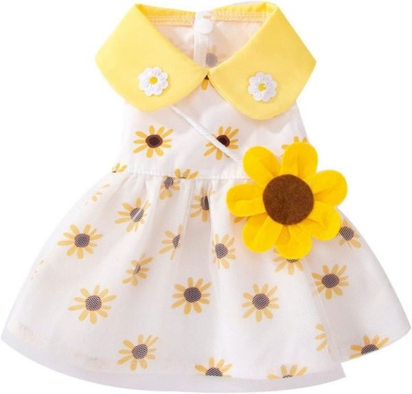 61BQKhP9NQL._AC_SL1500 Dog Dress Soft Breathable Puppy Dresses Elegant Princess Lace Floral Pet Dress with Sunflower for Small Dog