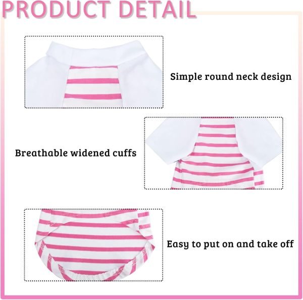 Dog Clothes for Small Dog, Breathable Stretchy Dog Raglan Shirt, Soft Comfortable Cat Puppy Kitten Pet Apparel Outfits (S（1-4lb）, Orang Blue & White Pink)