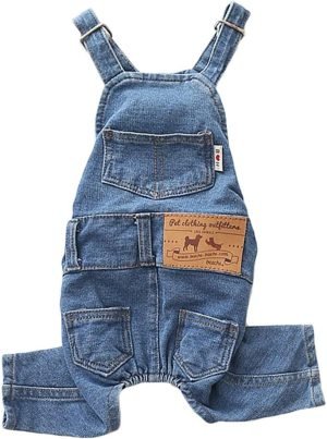 Dog Denim Jumpsuit Costumes Cat Pet Jean Overalls Clothes For Yorkie Bulldog (XL, Blue)