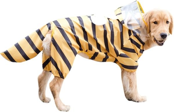 Large Dog Raincoat with Leash Hole, Full Coverage Slicker Dog Rain Coat Hoodie, Animal Shape Waterproof Jacket for Small Medium Large Dogs Dinosaur 4XL