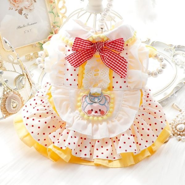 61FOS5KdqkL._AC Dog Princess Dresses for Small Dogs Lolita Clothes Costume Pet Hoodies Girl Cute Coat Outfits Spring Costumes (S,Yellow)