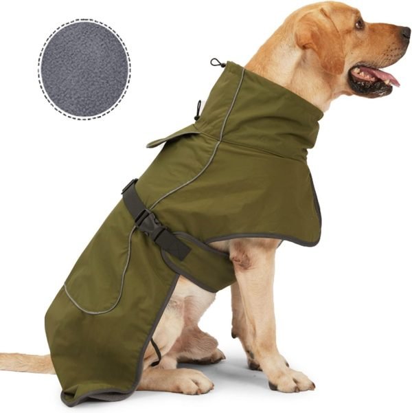61FvjcD6HcL._AC_SL1500 Dog Raincoat - Waterproof Dog Winter Jackets Windproof Coat with Velvet Inner Winter Dog Rain Coat with Reflective Strip,Black XL