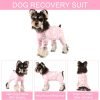 Dog Surgery Recovery Suit Pet Surgical Onesie Long Sleeve After Surgery Wear Pet E-Collar Alternative for Female Male Dog with LegPink Swan/Small