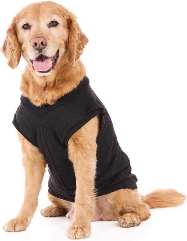 Casual Stretch Comfort Cotton Dog Sweatshirt Sweater Vest for Small Dogs, Medium Dogs, Big Dogs (3X-Large, Black)
