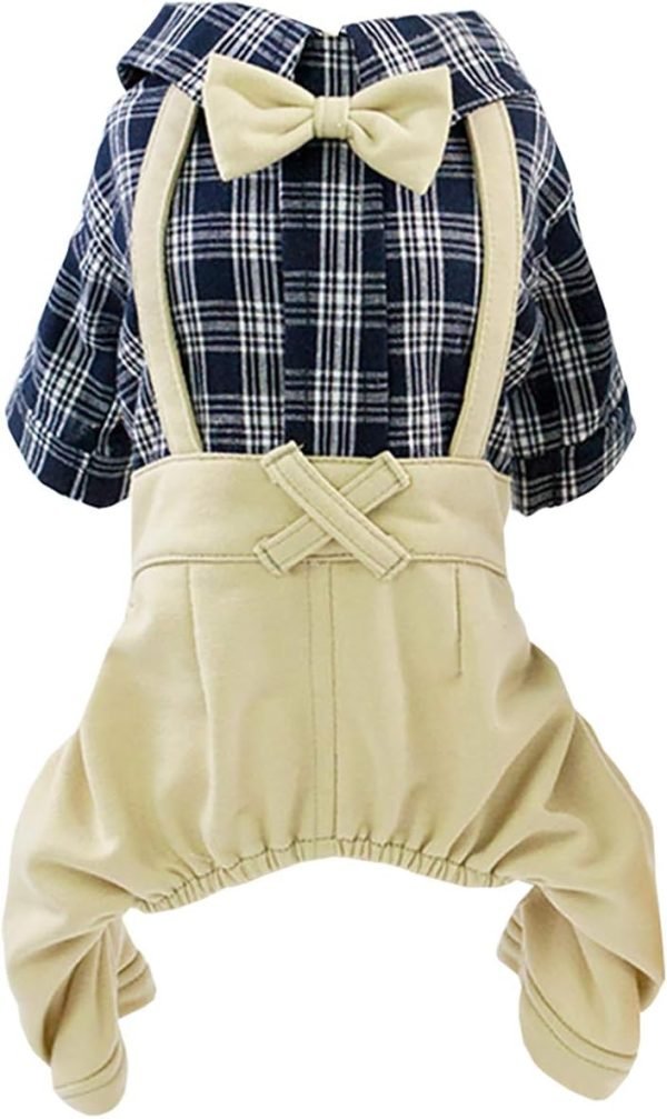 Dog T Shirt Dog Shirt Clothes Collar Plaid Shirt Bow Tie 4 Legs Casual Shirts Jumpsiut Cool Summer Autumn Tank Top Vest for Small Dog Puppy Cat (Blue-Black, S)