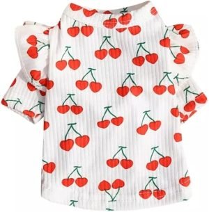 Cherry Skirt Pet Dog Clothes Cute Puppy Dress Puppy Vest T-Shirt Summer Small Medium Dogs Bottoming Shirt Clothing