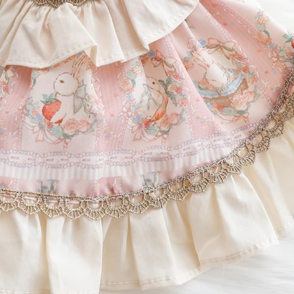 61JWWM3JBgL._AC Dog Princess Dresses for Small Dogs Cat Lolita Lace Bow Clothes Bunny Costume Pink Pet Girl Cute Coat Outfits Spring Costumes Summer (M,Pink Bunny)