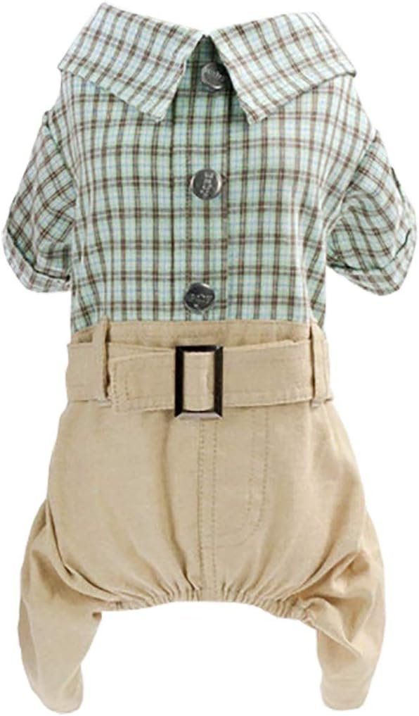 Dog T Shirt Dog Shirt Clothes Collar Plaid Shirt Bow Tie 4 Legs Casual Shirts Jumpsiut Cool Summer Autumn Tank Top Vest for Small Dog Puppy Cat (Blue-Black, S)