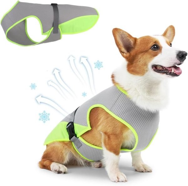 Dog Cooling Vest for Summer, Lightweight Jacket Dog Cooling Shirt, UV Protection Cooling Harness for Outdoor Activity with Breathable Mesh(Grey, X-Large)