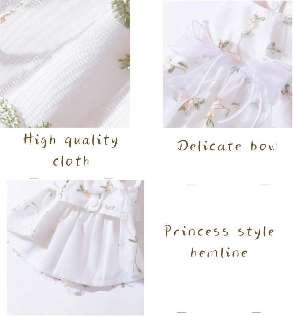 Dog Dress Dog Princess Dresses Outfit Puppy Dog Skirt Lace Shining Embroiderd Bowknot Pet Clothes Girl for Wedding Birthday Party Cat Apparel