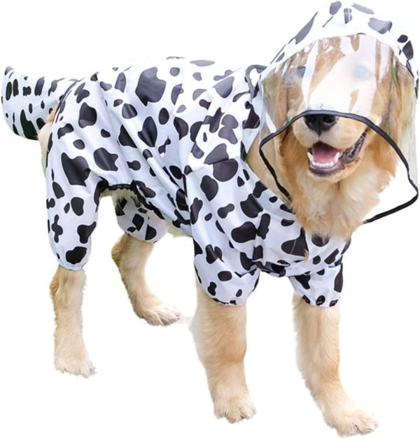 Large Dog Raincoat with Leash Hole, Full Coverage Slicker Dog Rain Coat Hoodie, Animal Shape Waterproof Jacket for Small Medium Large Dogs Dinosaur 4XL