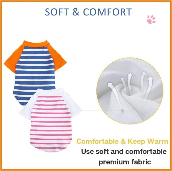 Dog Clothes for Small Dog, Breathable Stretchy Dog Raglan Shirt, Soft Comfortable Cat Puppy Kitten Pet Apparel Outfits (S（1-4lb）, Orang Blue & White Pink)