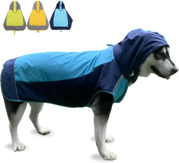 Dog Raincoat,Dog Waterproof Jacket,Reflective Dog Jacket with Hoodie,Lightweight Dog Poncho Slicker,Dog Rain Coat for Medium Large Dogs (Green, X-Large)