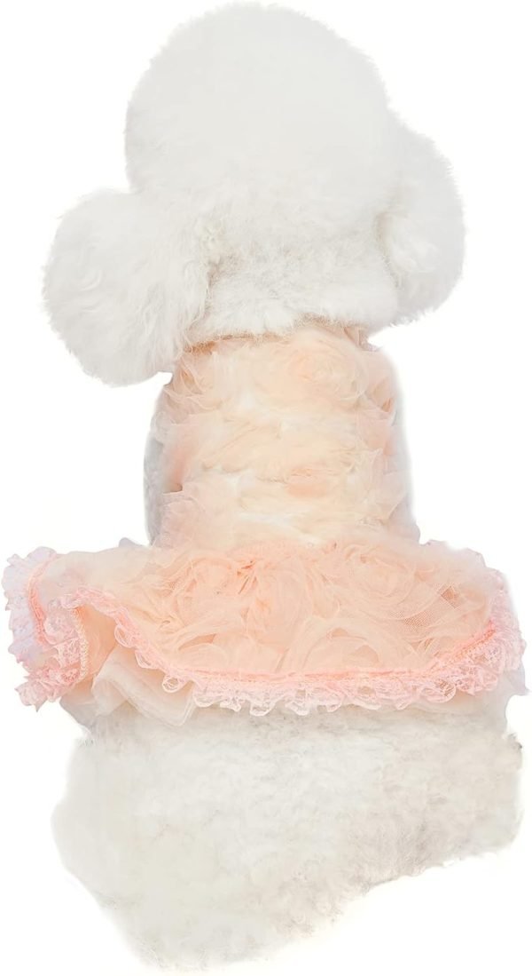 Dog Wedding Detachable Dress Breathable Tulle Tutu Doggie Apparel Skirts Clothes Pet Outfits for Small Dogs Birthday Party Dresses (Pink, M)