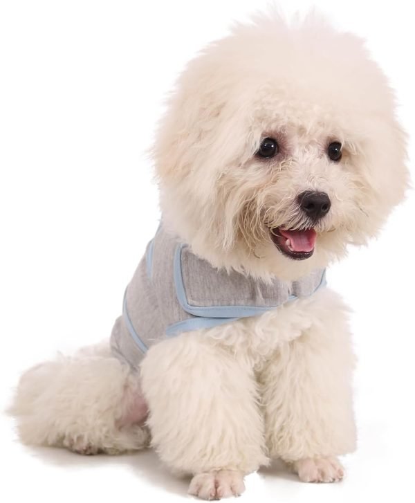 Dog Anxiety Vest, Comfort Dog Anxiety Relief Coat, Breathable Dog Calming Vest for Thunderstorm, Travel, Fireworks, Vet Visits (S,Light Grey)