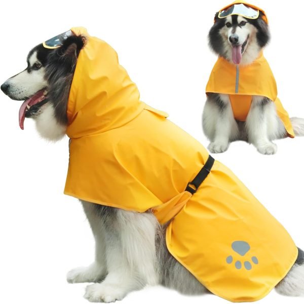 Dog Raincoat Hooded Slicker Poncho - Reflective Lightweight Pet Rain Jacket Coat,Dog Waterproof Raincoat with Adjustable Belly Strap for Small,Medium, Large Dogs