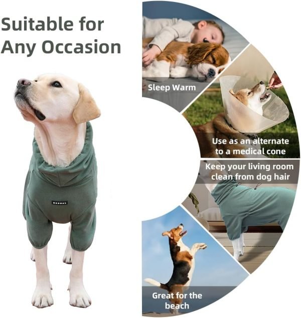 61Q3mBA5M4L._AC_SL1001 Pet Pajamas for Large Dogs,Extra Large Stretch, Suitable for Adult Dogs, Medium-Sized Dogs, Large Dogs Jumpsuit Four-Legged Dog Clothes, Surgical Recovery Dog Clothing. (Green Color, 4XL)
