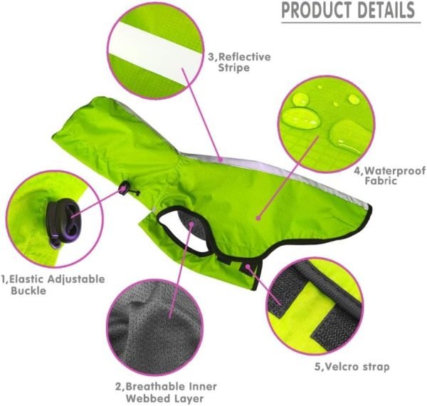 Pet Raincoat Pet Clothes Outdoor Waterproof Fabric Inner Breathable Mesh Safety Reflective Strip Puppy Clothes