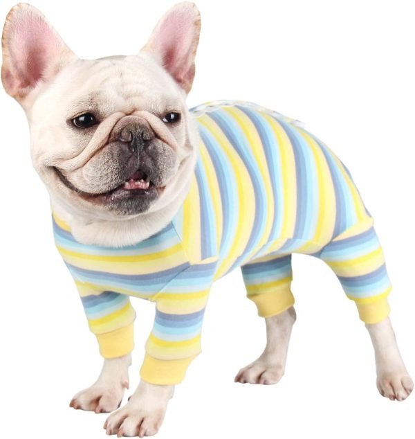 Dog Surgery Recovery Suit Pet Surgical Onesie Long Sleeve After Surgery Wear Pet E-Collar Alternative for Female Male Dog with LegPink Swan/Small