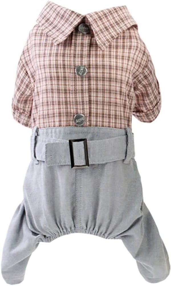 Dog T Shirt Dog Shirt Clothes Collar Plaid Shirt Bow Tie 4 Legs Casual Shirts Jumpsiut Cool Summer Autumn Tank Top Vest for Small Dog Puppy Cat (Blue-Black, S)