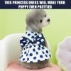 Cute Polka Dots Cat Small Dog Dress with Bow Tie Summer Clothes with D-Ring on The Back for Puppy Cat(White with Navy Dots, X-Small)