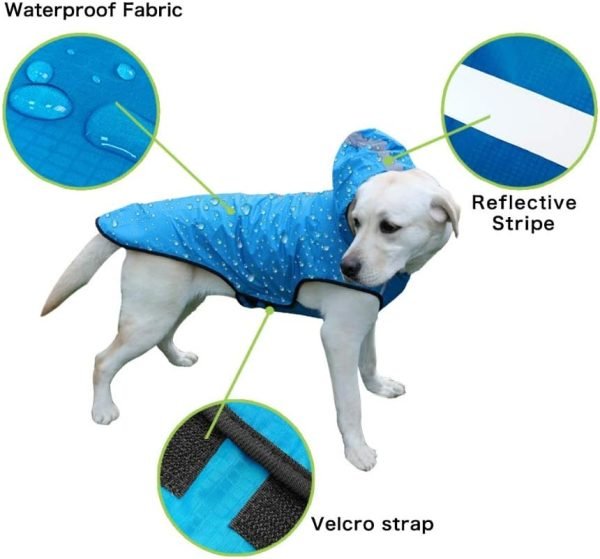 Pet Raincoat Pet Clothes Outdoor Waterproof Fabric Inner Breathable Mesh Safety Reflective Strip Puppy Clothes