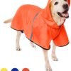 Dog Raincoat with Adjustable Belly Strap and Leash Hole - Hoodie with Reflective Strip - Waterproof Slicker Lightweight Breathable Rain Poncho Jacket for Medium Large Dogs - Easy to Wear, Yellow 5XL