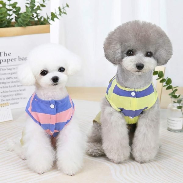 Dog Shirt Clothes T Shirts Stripe Shirts 4 Legs Casual Shirt Overalls Cool Summer Onesie Tank Top Vest Dog Shirts for Small Dog Puppy Cat (Yellow, L)