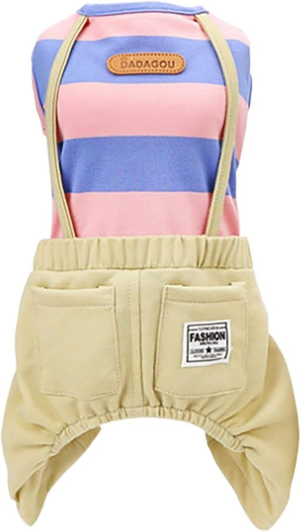 Dog Shirt Clothes T Shirts Stripe Shirts 4 Legs Casual Shirt Overalls Cool Summer Onesie Tank Top Vest Dog Shirts for Small Dog Puppy Cat (Yellow, L)