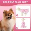 Dog Dress Plaid with Bowknot Cute Dress for Small Dog Cat Puppy Outfits with Harness Leash（ Pink，Medium ）