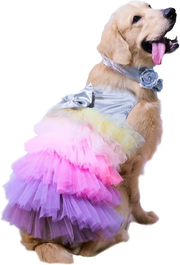 Dog Dress with Lovely Bow Puppy Dress Pet Apparel Dog Clothes for Small and Large Dogs and Cats XL Multi Colored